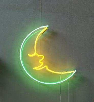 China Residential Custom Neon Light Sign Moon Pattern Letters Sign Porcelain Glass Suppliers Moon Pattern Neon Light for sale