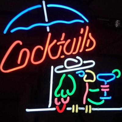 China Buildings OEM Shanghai antuo vintage decoration custom beer grid neon light cocktails glass-metal neon sign E for sale