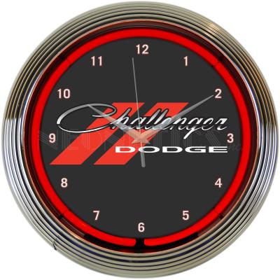 China Antique Dodge Neon Challenge Custom Wholesale Neon Challenge Clock Glass Tube Manufacturers Suppliers 12VDC Style Neon Wall Clock for sale