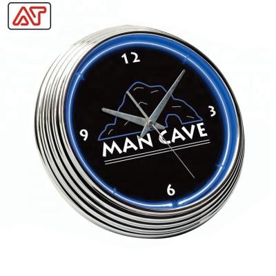 China LUMINOVA 15 Inch Man Cave Neon Clock Manufacturer Chinese Drop Shipping OEM Neon Lamp Glass Sign Neon Wall Clocks for sale