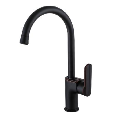 China Contemporary Single Handle Kitchen Faucet Hardware Kitchen Sink Taps Faucets For Kitchen Wholesale Price Black Plating Copper New Ceramic for sale