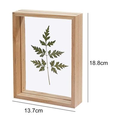 China Modern Customizable Wholesale Luxury High Quality Wall Around Wooden Double Sided Glass Artwork Pressed Flower Display Frame Retro for sale