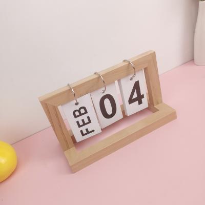 China China Wooden Creative Wooden Clamshell Decoration Desktop Decoration Desktop Calendar for sale