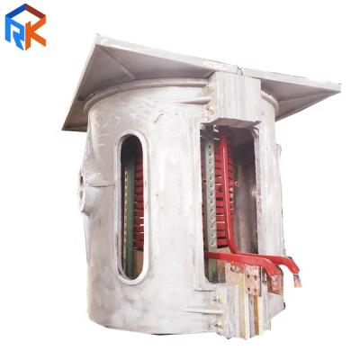 China Building Material Shops Intermediate Frequency 1T Aluminum Shell Induction Brass Copper Melting Furnace for sale