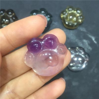 China Natural Quartz Cat Bear Claws Crystal Carvings from China Fluorite Crystal Gemstone Hand Carved Lovely for sale