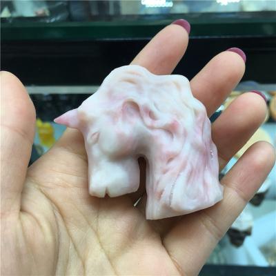 China Natural Pink Opal Quartz Crystal Unicorn Carvings Crystal Unicorn For Decoration from China for sale