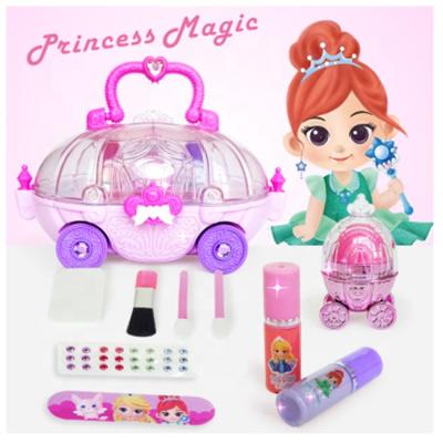 China Kids Toy Real Washable Mini Cosmetic Carriage Pretend Makeup Toy Kids Cosmetic Makeup Set For Girl for sale