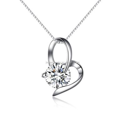 China CLASSIC Genuine Silver Women's Small CZ Silver Pendant Heart Pendant 925 Rhodium Plated Simple Heart Pendant Jewelry for sale