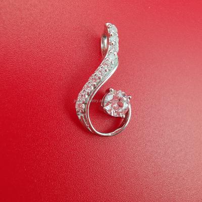 China Classic Good Quality Genuine Solid 925 Sterling Silver Jewelry Cubic Zirconia Pendant Sterling Silver Rhodium Plated Silver CZ Pendant for sale