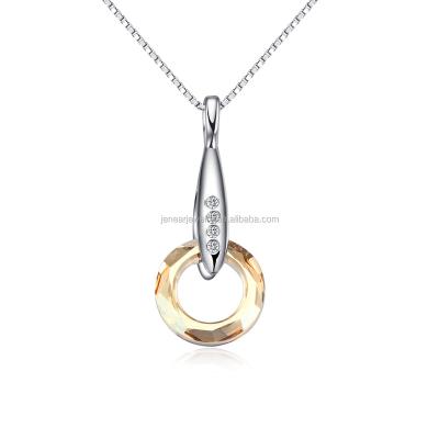 China High Quality 925 Crystal Necklace Round Circle Pendant Silver Jewelry Wholesale Elegant High End Solid Silver Crystal Pendants for sale