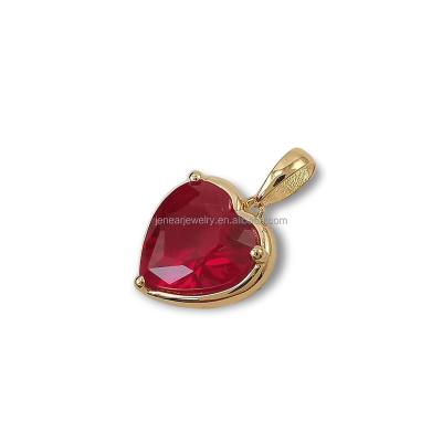 China Real Ruby 18K Gold Jewelry Gift AU750 Yellow Gold Fine Red Gold Necklace Pendant Solid Top Quality Luxury Heart Shape for sale