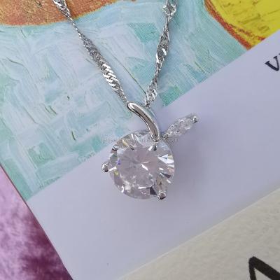 China Apple Design Sterling Silver Cubic Zirconia Pendant Jewel Rhodium Plated Real 925 Solid CLASSIC Real CZ Necklace Jewelry Pendant for sale