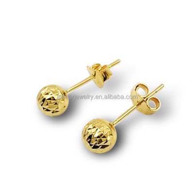 China CLASSIC genuine 18K real solid AU750 gold pawnable approx 1.15 gram pattern designed ball ear studs earring for sale