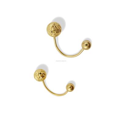 China CLASSIC genuine pawnable 18K gold real AU750 solid gold 1.5gram pattern designed ball ear studs earring jewelry for sale