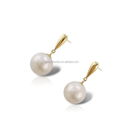 China Trendy 18K Gold Genuine Chain Freshwater Pearl Stud Earrings for sale