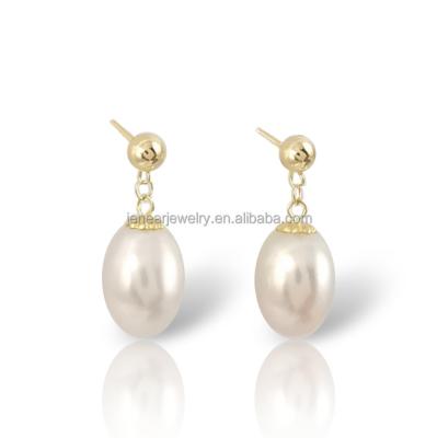 China 18K gold AU750 gold natural pearl water drop earrings high quality genuine pawnable pearl chain earring fashionable for sale