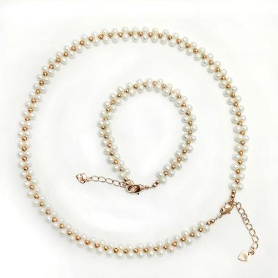 China CLASSIC fancy freshwater pearl necklace with rose gold pearls and hug natural pearl and rose gold beaded necklace for sale