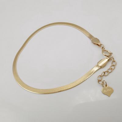 China FASHIONABLE 18K AU750 Real Gold Snake Chain Bracelet Wide Flat Shiny Pure K18 Gold Bangle For Woman Yellow Gold Jewelry for sale