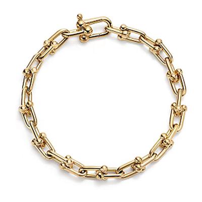 China Real 18K Trendy Genuine Thin Gold U Chain Bracelet For Woman AU750 Gold U Chain Bracelet For Women Wrist for sale