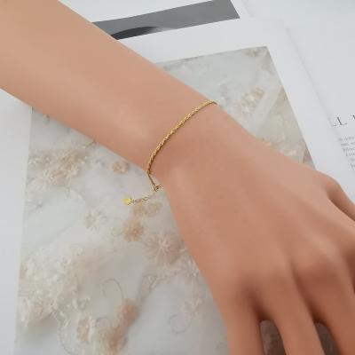 China FASHIONABLE Real Thin Real 18K Gold Rope Chain Bracelet For Woman AU750 Gold Rope Chain Bracelet For Women Wrist for sale