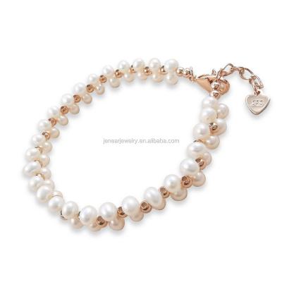 China CLASSIC Freshwater Pearl Bracelet Women With Gold Plated Pearls And Heart Tag Pearl Real Rose Gold Bracelet Jewelry for sale