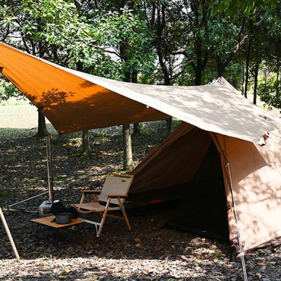 China Straight Tying Type Camping TC/65/35 210gsm Luxury Poly Cotton Canopy Rain Sunshade Shelter Camping Tent Outdoor Fly Tarp for sale