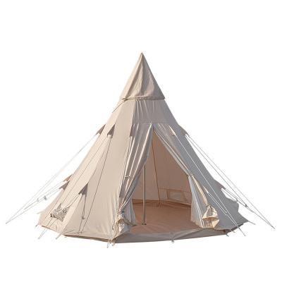 China Straight tie type retro outdoor Self-propelled pyramid cotton canvas tent sunshade tent rainproof camping tent for sale