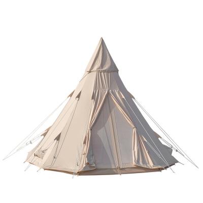 China Straight Tying Type Canvas Bell Tent Luxury Outdoor Camping Tents 8 People Waterproof Outdoor Family for sale