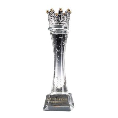 China China Enterprise annual meeting award Creative King Crown bubble cylindrical crystal trophy customization for sale