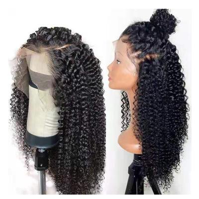 China Jerry Curl 150% 180% 250% Cuticle Aligned Virgin Hair Wigs For Color Women 13*4 13*6 Pre Pluck Transparent Lace Hair Wigs for sale