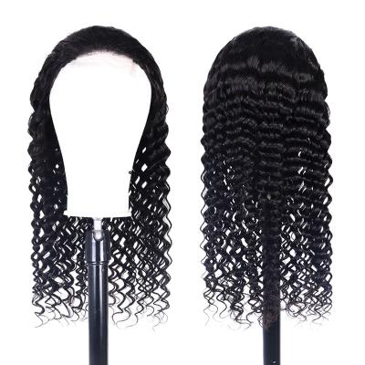 China 180 Density HD Mink Hair Deep Wave Virgin Human Hair Full Lace Frontal Wigs Thin Transparent Brazilian Deep Wave Hair for sale