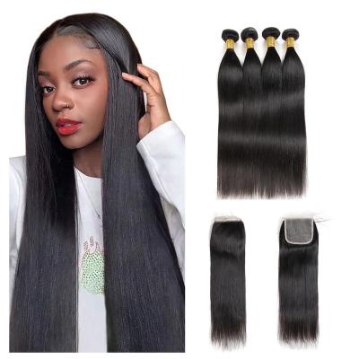 China Silky Straight Raw Wave Mink Brazilian Hair Vendors 9A-10A Hair Bundles & Closure Set HD Closures & Headband for sale