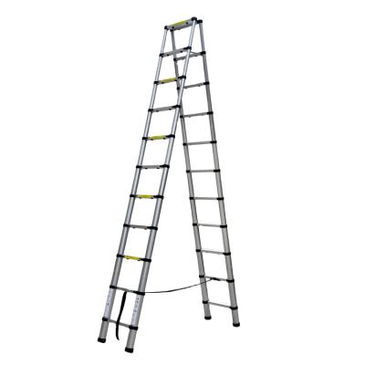 China Aluminum Adjustable Folding Ladders Stairs Double Folding Telescopic Side Step Ladder for sale