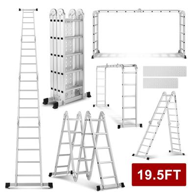 China Folding Ladders Heavy Duty Aluminum Multi Purpose Folding Ladder Scaffolding Ladders With 2 Freestanding Platform Plates zu verkaufen