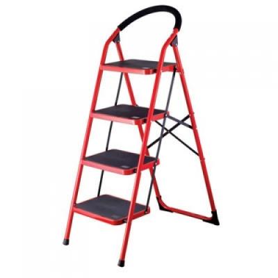 China Folding Ladders Heavy Duty 4 Steps Family Use Household Foldable Steel Ladder for sale