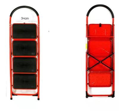 China Heavy Duty 4 Steps Folding Ladders Lightweight Foldable Steel Household Ladder With Handrail for sale