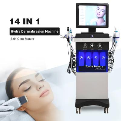 China Diamant Peeling H2o2 Hydra Water Jet Aqua Peel Gezichtsverzorging Microdermabrasie Hydra Dermabrasie Machine met 14 handgrepen Te koop