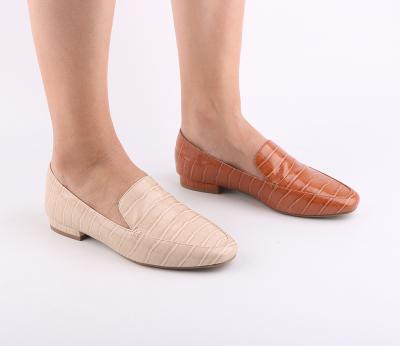 China Spring And Deodorization Autumn Daily Wear Office Low Heel Shoes PU Croco Popular Loafers Upper Popular Women's Flat Shoe For Lady for sale