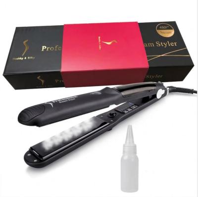 China Outdoor Salon Tool Use Steampod Hair Straightener Titanium Flat Iron Professional Ceramic Steam Styler Automatic Hair Straightener for sale