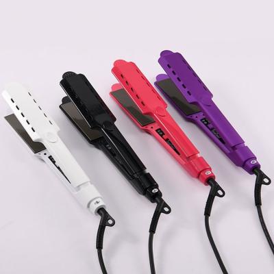 China 360 Swivel Rope Tourmaline Coating Digital High Temperature 450F Ceramic Infrared Flat Hair Straightener LCD Iron Flat Iron for sale