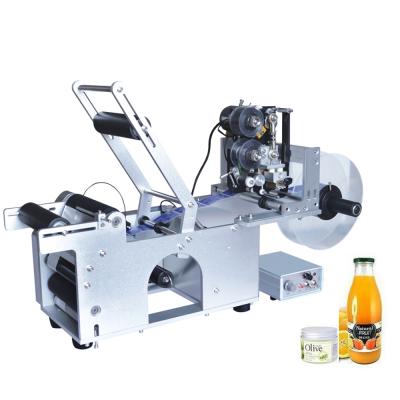 China BJ50 Beverage Beverage Water Bottle Semi-auto Round Sticker Labeler Beer Labeling Machine With Coding Printer for sale