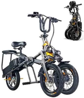 China Aluminum Alloy Electric Tricycle For Adult Foldable Three Wheels, Mountain Ebike, Scooter Up To 30Km/H Dual Lithium Battery for sale