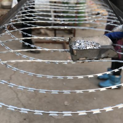 China BTO-22 BTO22 Wrap Hot Dipped Galvanized Flat Razor Barbed Wire As Protect Fence for sale