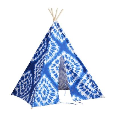 China 2022 Eco-friengly Cotton Canvas Diamond Tie Dye Indoor Play Kids Play Tent Kids Teepee Tent for sale