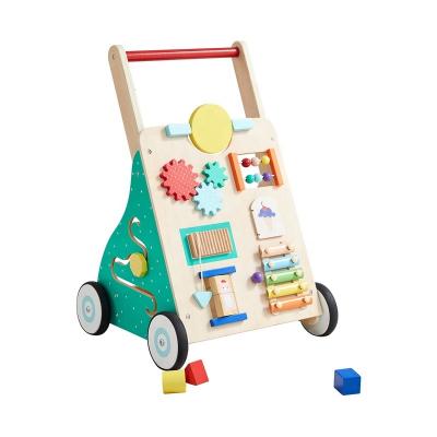 China Wooden Activity Walker Toddler Toys 2022 Early Education Baby Pull and Push Learning Toddler Walker Toys for sale