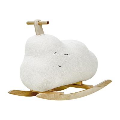 China Ride on Toy Wholesale Asweets Baby Cloud Plush Rocking Chair Rocking Chair Wooden Plush Rocking Horse for sale