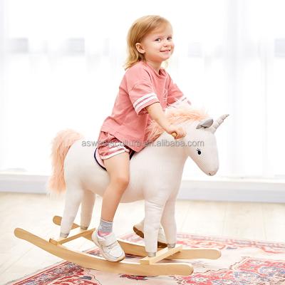 China Ride On Toy Asweets Rocking Horse Toy Stuffed Animal Ride On Wooden Unicorn Rocker For for sale