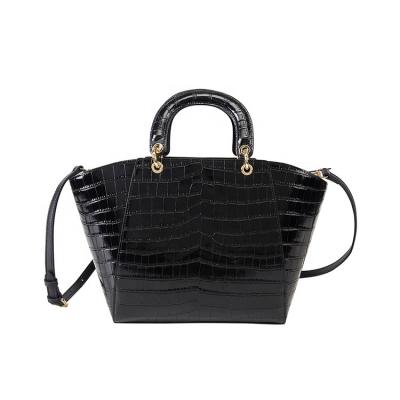 China Portable Women's Cowhide Genuine Leather Alligator Refine Crossbody Fashion Removable Shoulder Bags Large Black Handbags In Stock for sale