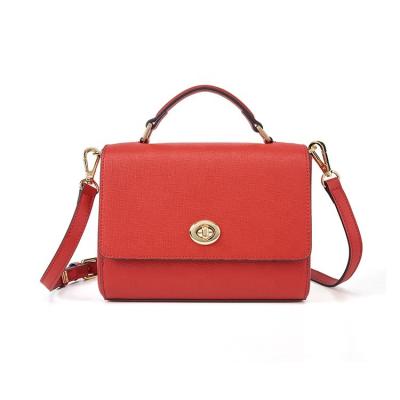 China Portable Custom Leather Small Flap Bag Removable Fashion Womens Pure Red Genuine Logo Shoulder Strap Cross Body Bag In Stock for sale