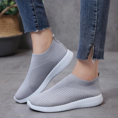 China Cushioning Plus Size 46 Mesh Platform Sneakers Women Breathable Slip On Casual Running Soft Ladies Knit Sock Shoe Flats for sale